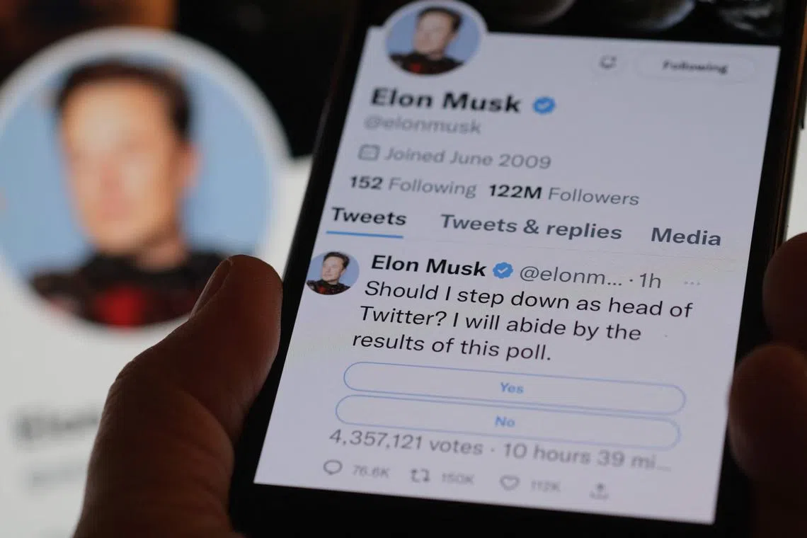About 58 per cent of the 17.5 million votes cast were in favour of Twitter CEO Elon Musk stepping back from the leadership role.
