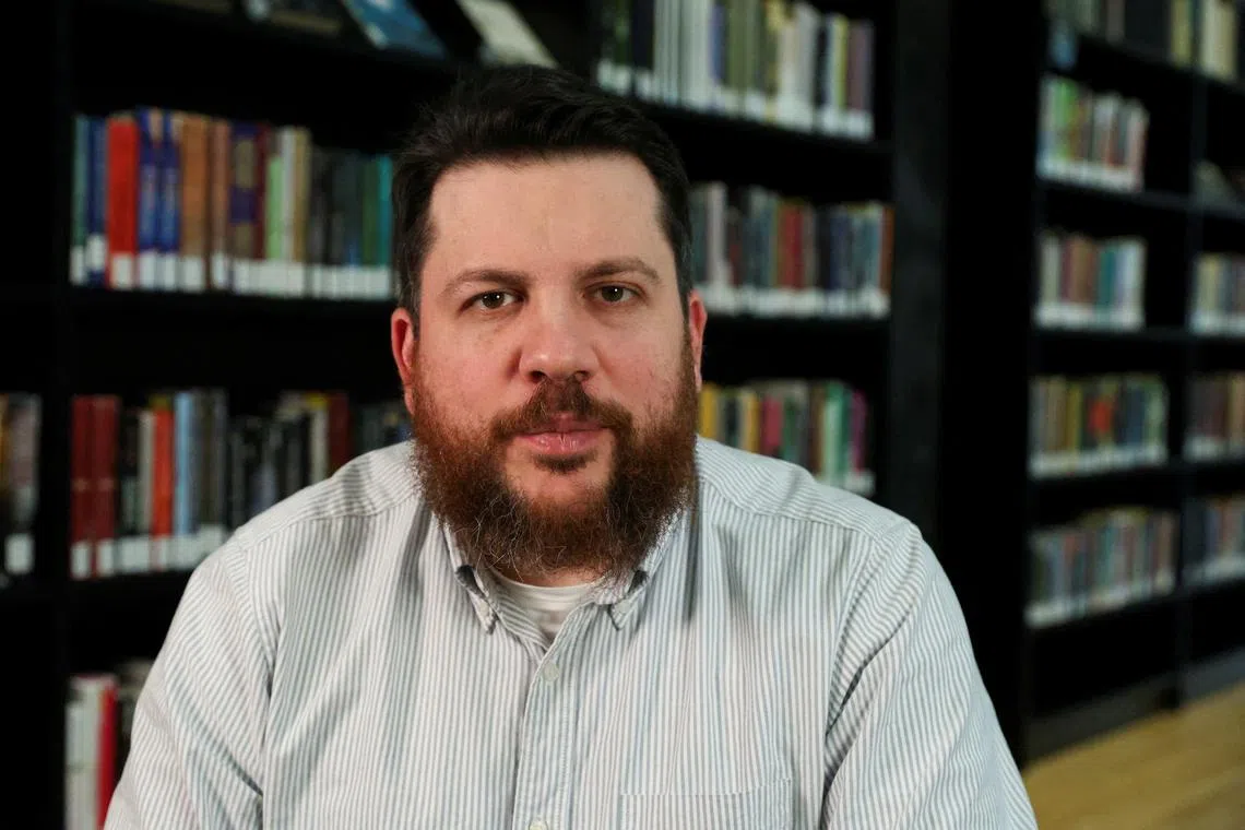 FILE PHOTO: Leonid Volkov, the top aide of Alexei Navalny, speaks during an interview with Reuters in Vilnius, Lithuania March 12, 2024. REUTERS/Gerhard Mey/File Photo