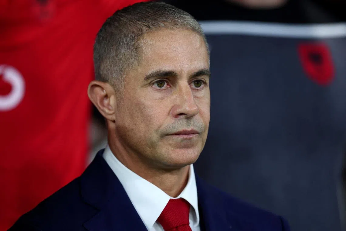FILE PHOTO: Soccer Football - Euro 2024 Qualifier - Group E - Albania v Czech Republic - Air Albania Stadium, Tirana, Albania - October 12, 2023  Albania coach Sylvinho before the match REUTERS/Florion Goga/File Photo