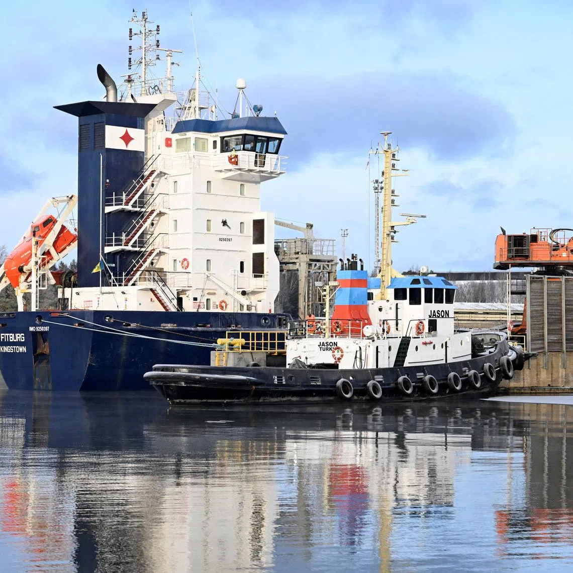 Seized vessel Fitburg rests in harbour in Kirkkonummi, Finland, January 1, 2026. Roni Rekomaa/Lehtikuva via REUTERS