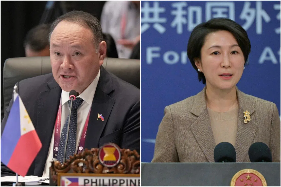 Philippines Defence Minister Gilberto Teodoro (left)  accused Chinese spokeswoman Mao Ning of “spouting state-sanctioned propaganda and disinformation”.