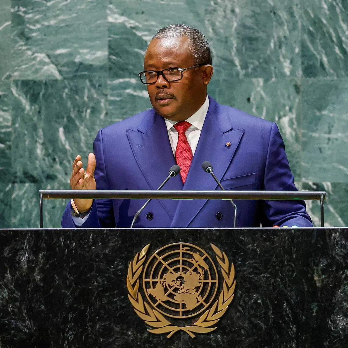 FILE PHOTO: Guinea Bissau's President Umaro Sissoco Embalo addresses the 78th Session of the U.N. General Assembly in New York City, U.S., September 21, 2023.  REUTERS/Eduardo Munoz/File Photo
