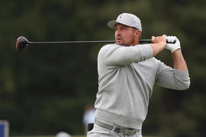 Bryson DeChambeau plays his shot on the seventh tee during the second round of the PGA Championship golf tournament on May 15 in Pennsylvannia, USA. 