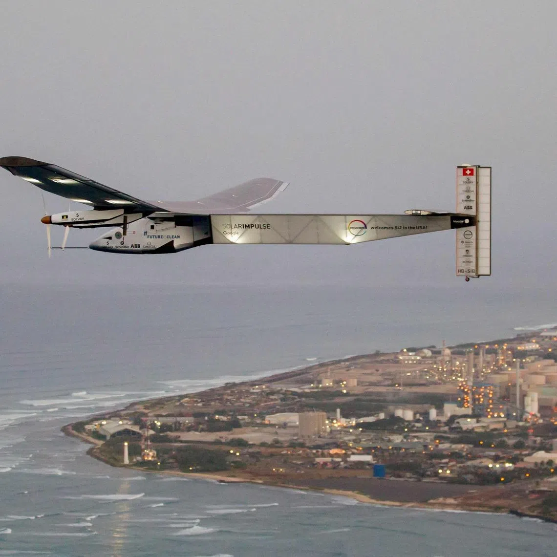 The Solar Impulse 2 solar powered airplane on a test flight in 2016. The Solar Impulse 2 crashed into the Gulf of Mexico recently, its owner revealed. 