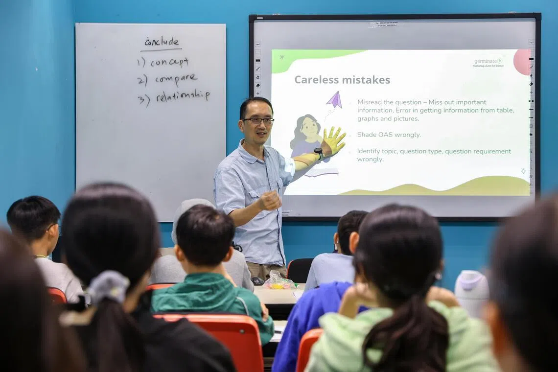 Science tutor Jayce Or teaches P6 students how to avoid common careless mistakes.