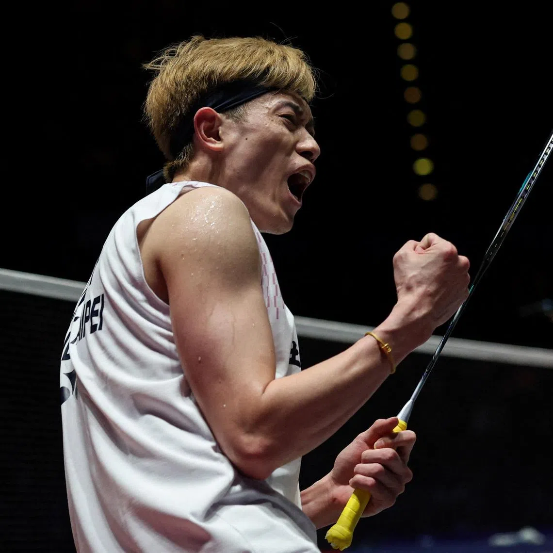 Badminton - BWF World Tour - Super 1000 - All England Open - Utilita Arena Birmingham, Birmingham, Britain - March 7, 2026 Taiwan's Lin Chun-Yi celebrates winning his semi final match against Thailand's Kunlavut Vitidsarn Action Images via Reuters/Paul Childs