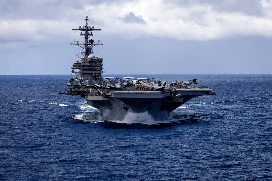 The George H.W. Bush aircraft carrier has arrived in the Middle East, the US military said on April 23.