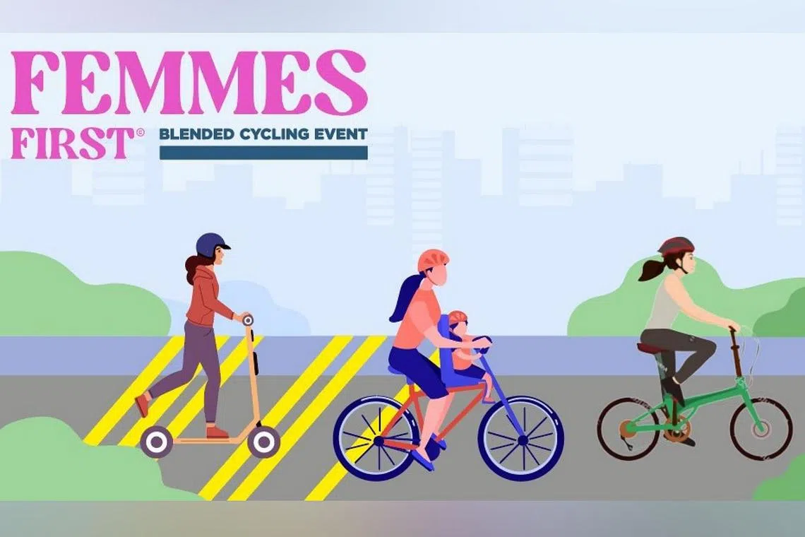 Female-focused mass cycling event, Femmes First, will be held on May 20 at the Singapore Sports Hub’s Stadium Riverside Walk.