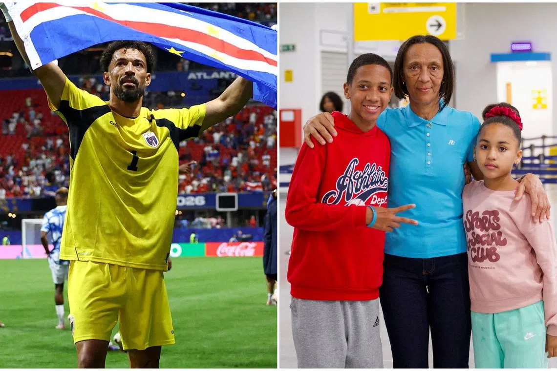 Cape Verde's Vozinha (left) and his mother, Ana Candida Evora, with her grandson Marvin Junior and granddaughter Lais Sofia. 