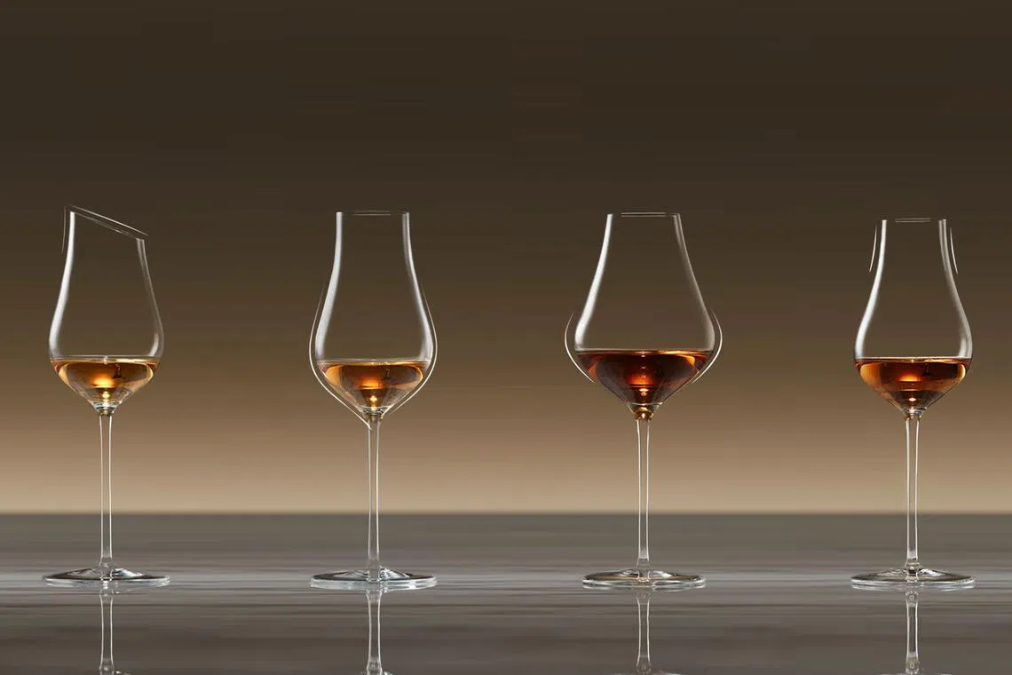 Each of the four crystal glasses in the Gran collection of whisky glassware is made for a specific type of whisky.