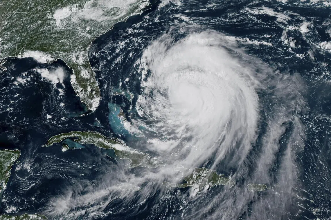 A handout picture made available by the National Oceanic and Atmospheric Administration shows Hurricane Erin in the Atlantic Ocean, on Aug 19, 2025.