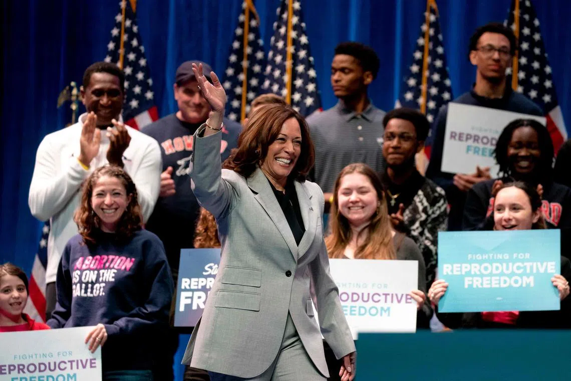 Some 77 per cent of swing-state Democrats said they supported Ms Kamala Harris to take over for Mr Joe Biden if he were unable to continue. 