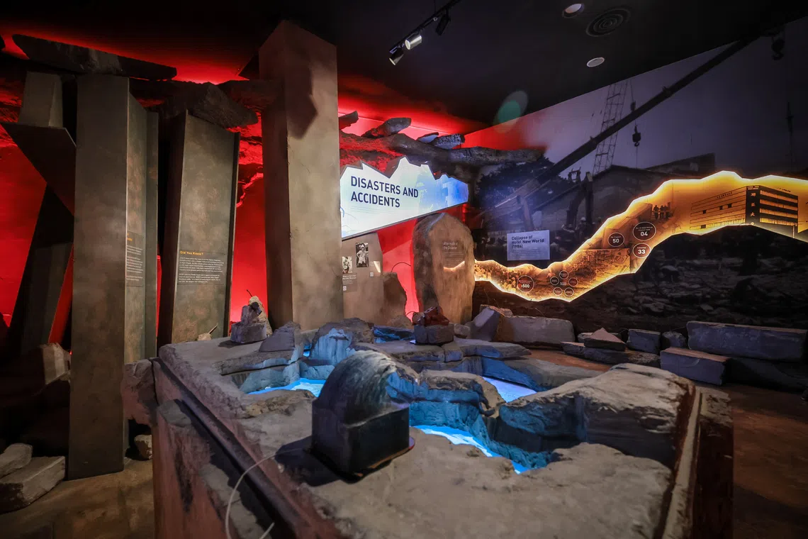 An installation documenting the Home Team’s response to major accidents, disasters and healthcare crises in Singapore is displayed in Zone 3, “Test of Mettle”.