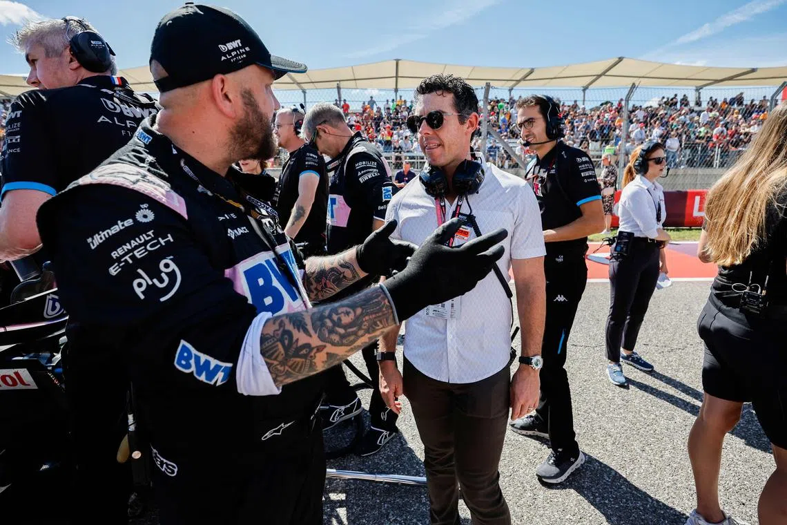 Rory McIlroy at the United States Grand Prix in October 2023. The Northern Irishman has a vision that golf could one day be like Formula One in which the sport travels around the world.