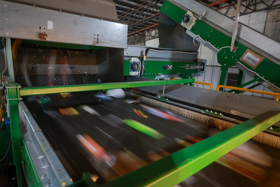 The infrared plastic sorters help to sort the different types of plastic containers.