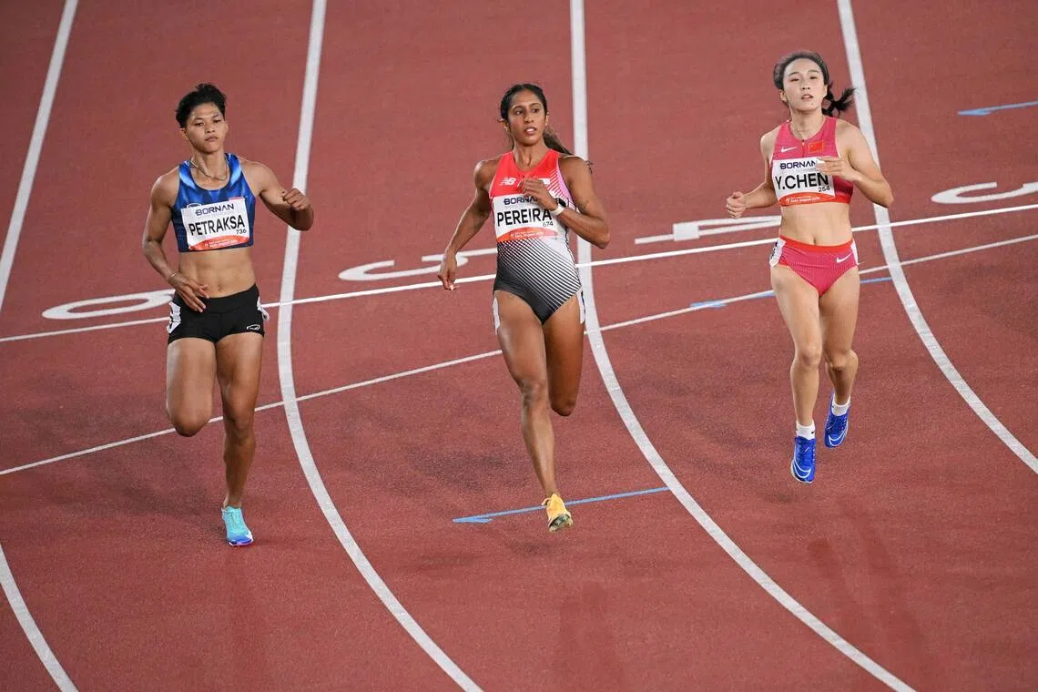Singapore’s Shanti Pereira clocked 11.43sec in Heat 1 to finish 0.02sec behind China’s Chen Yujie at the Asian Games women’s 100m event.