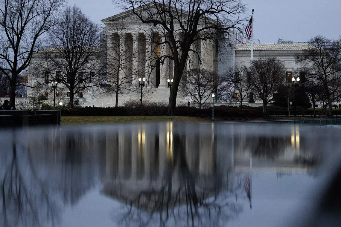 FILE — The Supreme Court in Washington, Feb. 28, 2024. The Supreme Court will hear arguments at 10 a.m. on Monday on whether the Biden administration violated the First Amendment in combating what it said was misinformation on social media platforms. (Tierney L. Cross/The New York Times)