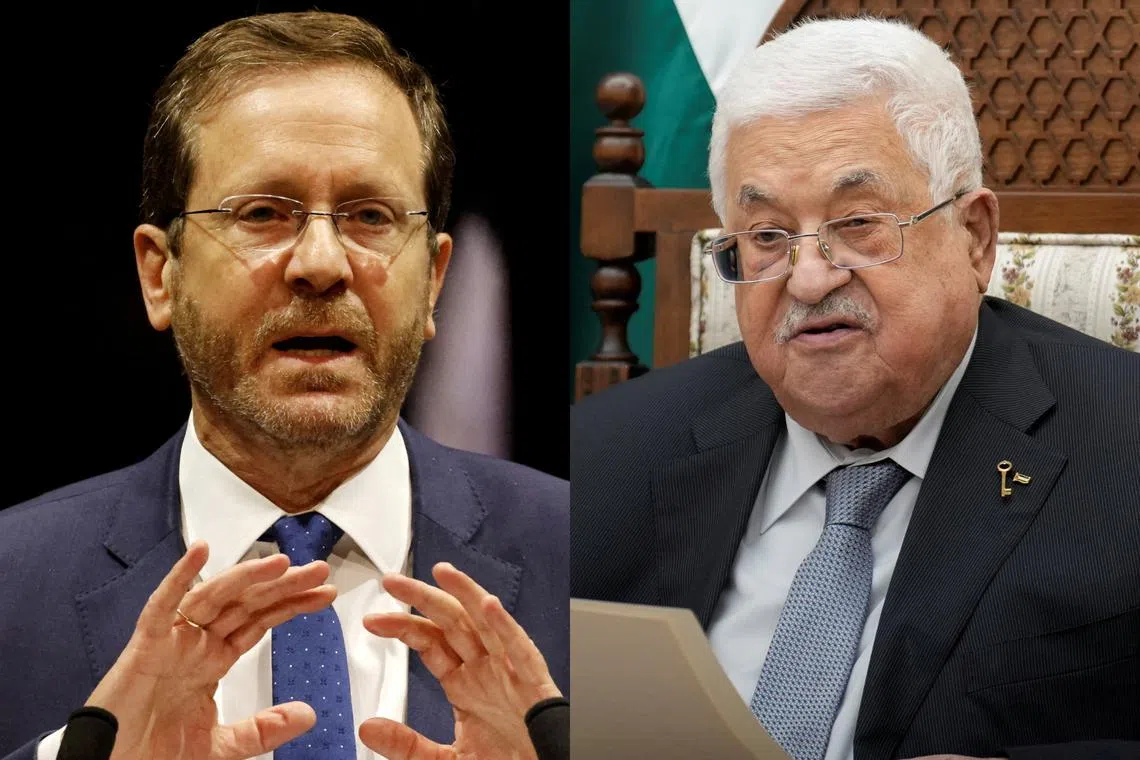 Israeli President Isaac Herzog (left) and his Palestinian counterpart Mahmoud Abbas will address the COP28 UN climate talks in Dubai.