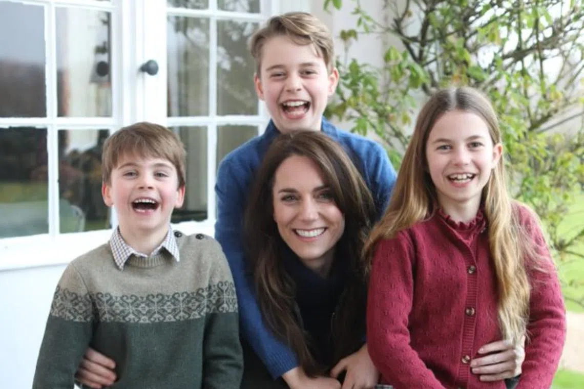 A photo taken by her husband, Prince William, showed Kate smiling and looking healthy surrounded by Princes George and Louis and Princess Charlotte.