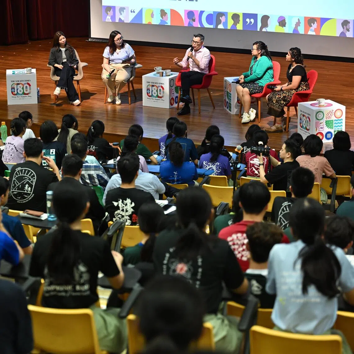 ST editor Jaime Ho speaking at a Conversations with ST session at Temasek Junior College in March.
