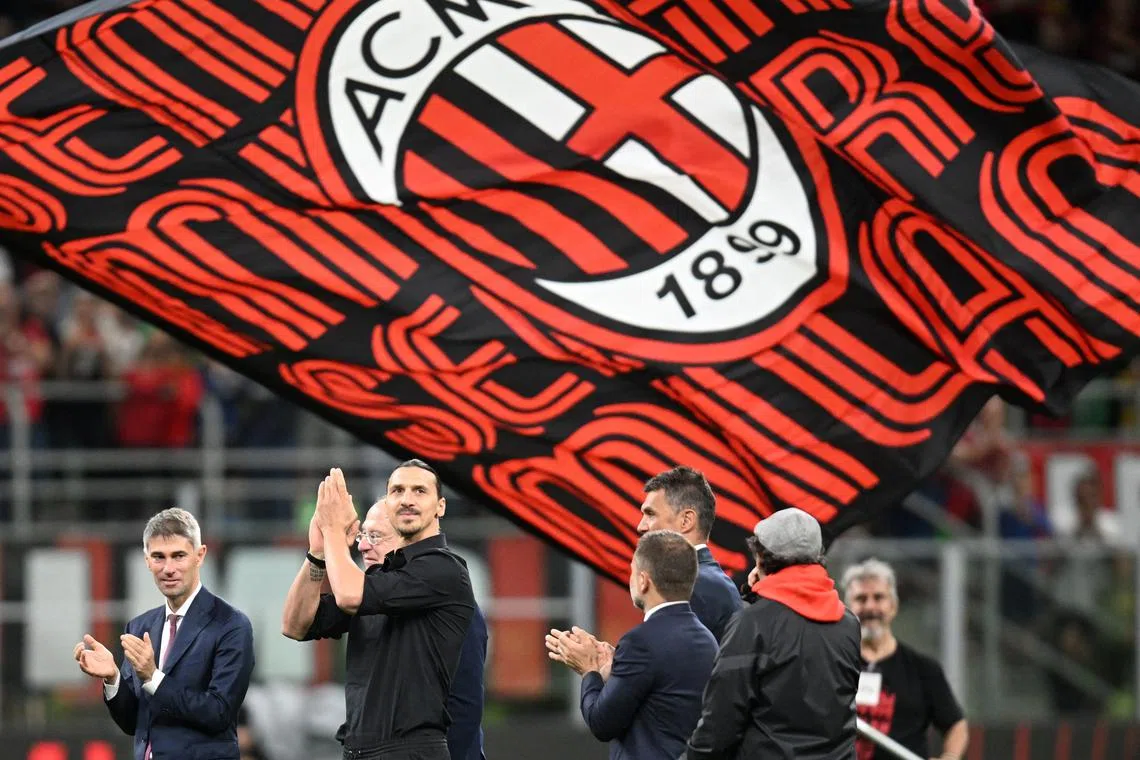 FILE PHOTO: Soccer Football - Serie A - AC Milan v Hellas Verona - San Siro, Milan, Italy - June 4, 2023 AC Milan's Zlatan Ibrahimovic receives after match tribute after announcing his retirement from football REUTERS/Daniele Mascolo/File Photo