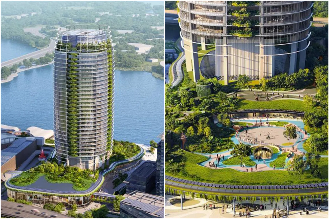 Artist's impressions of the 123,000 sq m project, which will feature a 13,000 sq m elevated park.