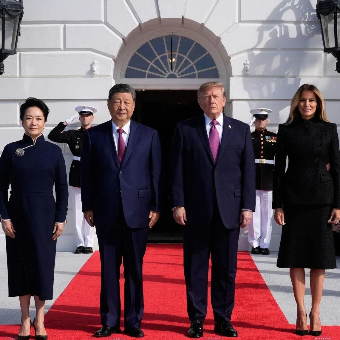 Chinese President Xi Jinping and US President Donald Trump at the South Portico of the White House in Washington on Sept 24.