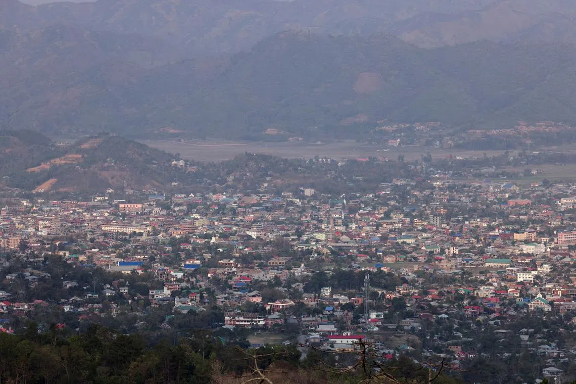 FILE PHOTO: A general view of the city of Churachandpur, Manipur, India, April 8, 2024. REUTERS/Francis Mascarenhas/File Photo