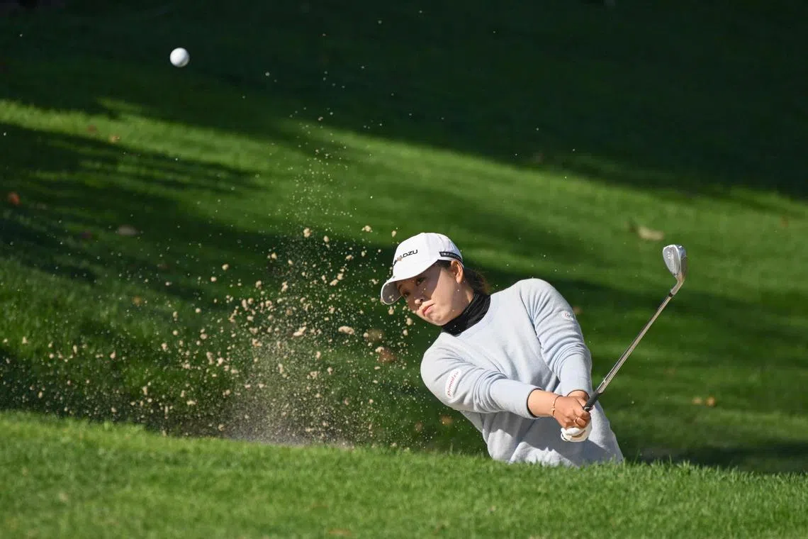 Mao Saigo in the final round of the BMW Ladies Championship at Seowon Valley Country Club in Paju on Oct 20, 2024. She ended tied-12th.