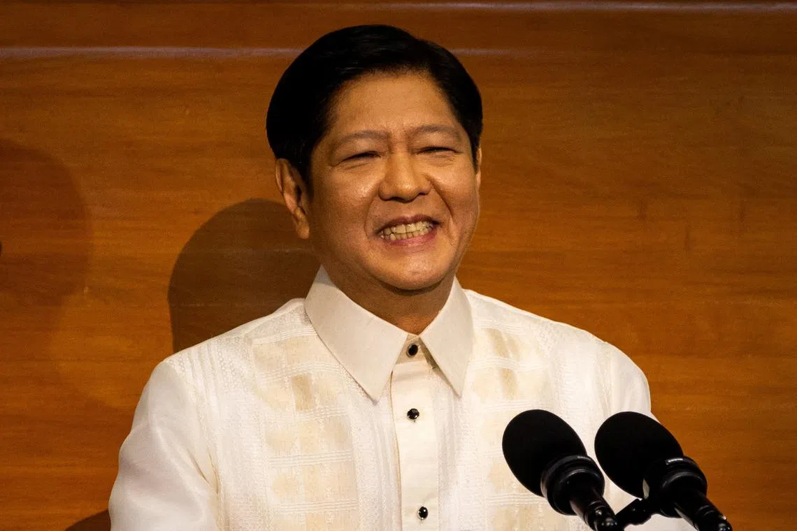 Philippine President Ferdinand Marcos Jr. delivers his second State of the Nation Address (SONA), at the House of Representative in Quezon City, Metro Manila, Philippines, July 24, 2023. REUTERS/Lisa Marie David/ File Photo