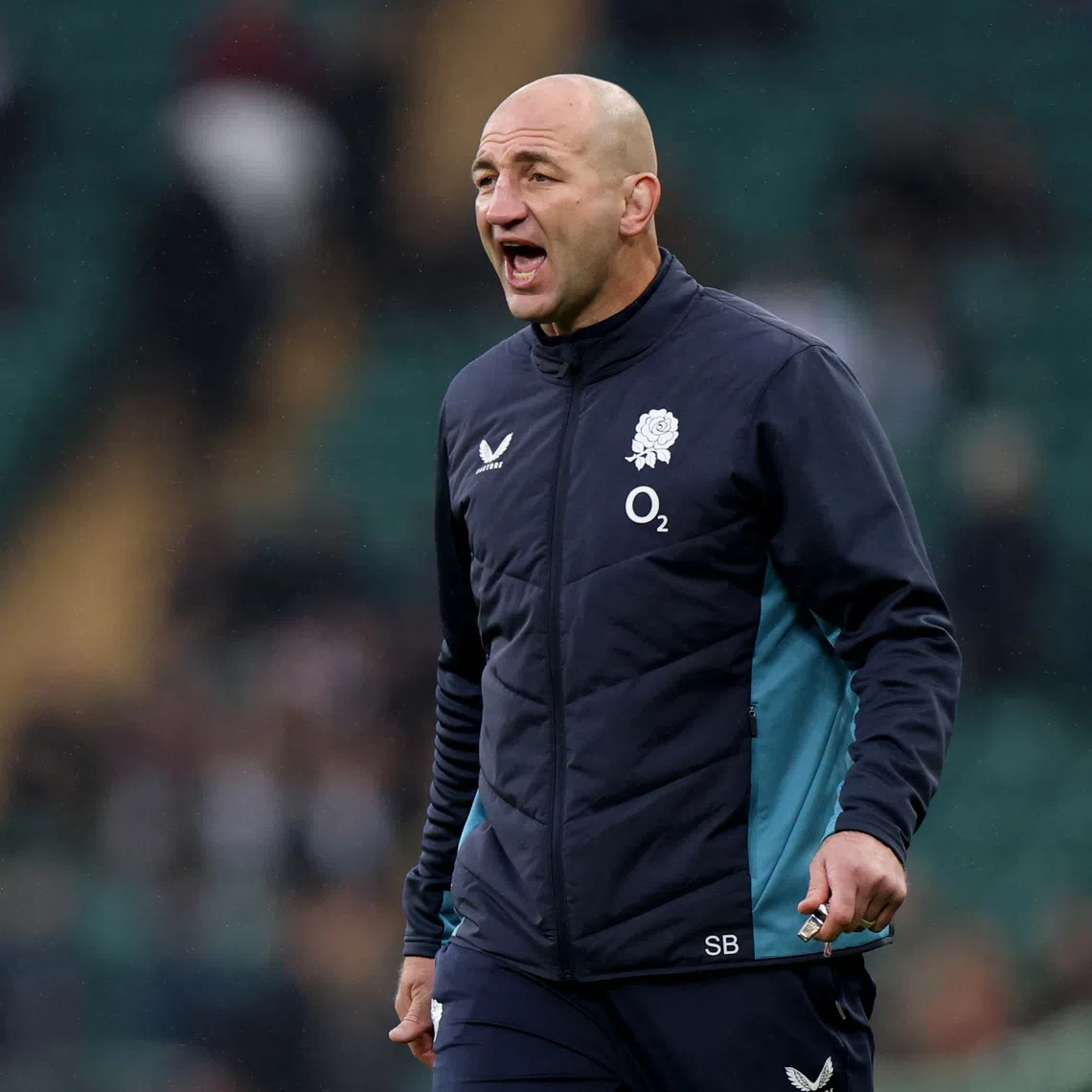 Rugby Union - Autumn Internationals - England v New Zealand - Allianz Stadium, Twickenham, London, Britain - November 15, 2025 England head coach Steve Borthwick during the warm up before the match REUTERS/Hannah Mckay