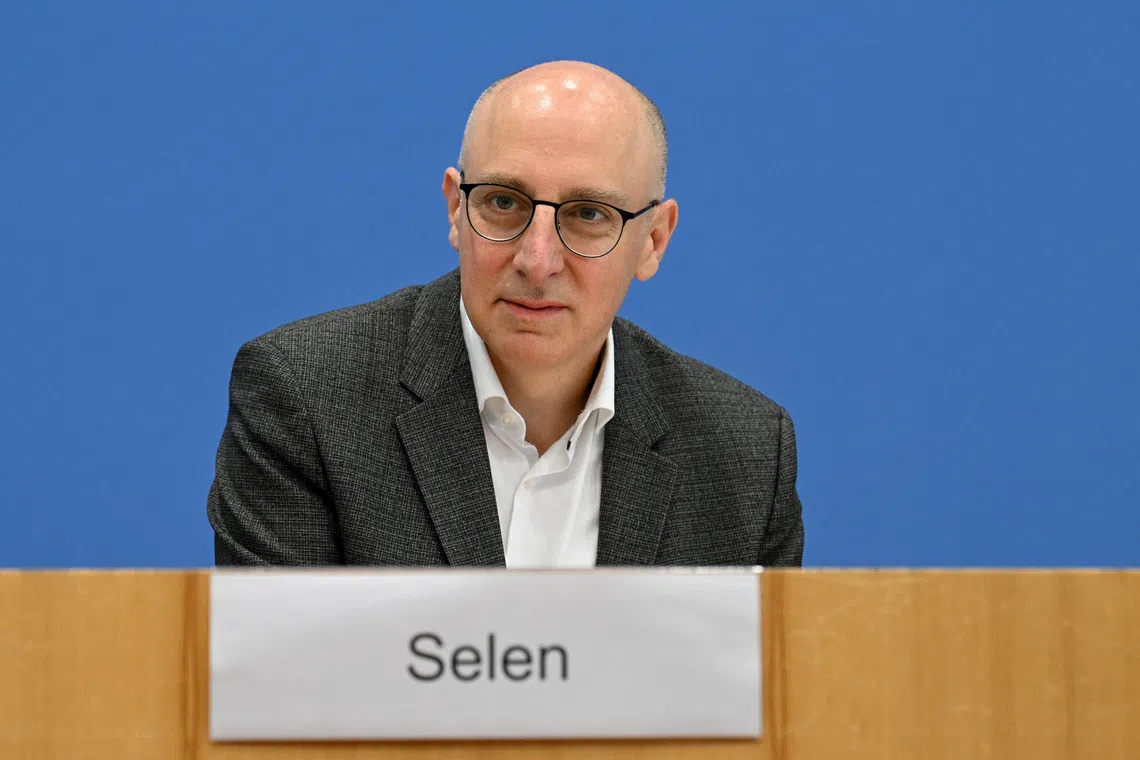 FILE PHOTO: Sinan Selen, Vice President of the Federal Office for the Protection of the Constitution (BfV) looks on during a press conference about the Economic Security Report in Berlin, Germany September 18, 2025. REUTERS/Annegret Hilse/ File Photo
