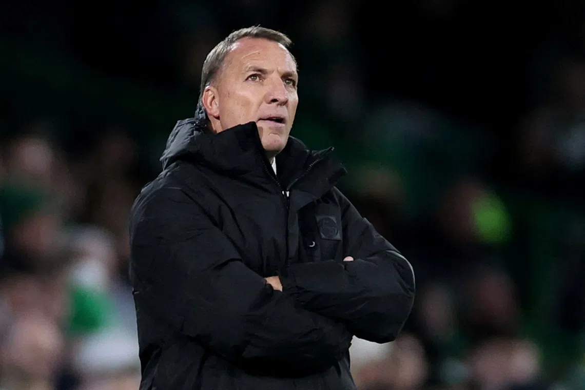 FILE PHOTO: Soccer Football - UEFA Europa League - Celtic v SK Sturm Graz - Celtic Park, Glasgow, Scotland, Britain - October 23, 2025 Celtic manager Brendan Rodgers reacts REUTERS/Russell Cheyne/File Photo