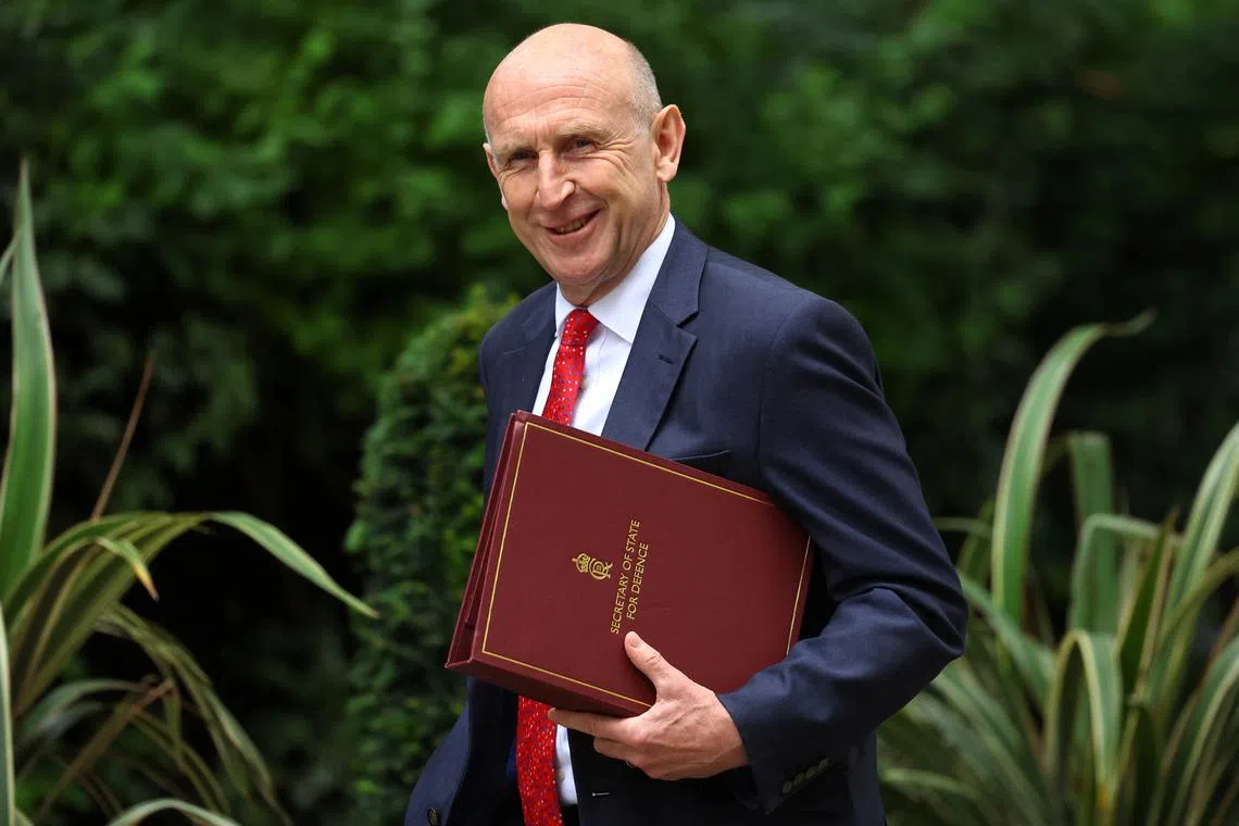 Britain’s Defence Secretary John Healey arrives to attend a cabinet meeting at 10 Downing Street in London, Britain, July 23, 2024. REUTERS/Toby Melville/File Photo