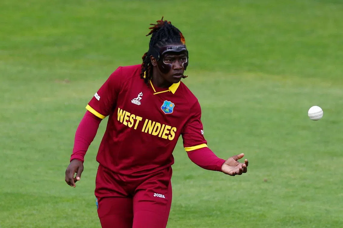 FILE PHOTO: Cricket - Australia vs West Indies - Women's Cricket World Cup - The Cooper Associates County Ground, Taunton, Britain - June 26, 2017   West Indies' Deandra Dottin   Action Images via Reuters/Peter Cziborra/File photo