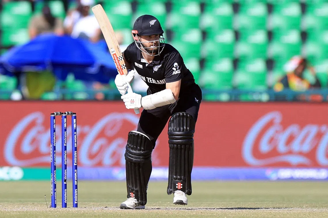 FILE PHOTO: Cricket - ICC Men's Champions Trophy - Semi Final - South Africa v New Zealand - Gaddafi Stadium, Lahore, Pakistan - March 5, 2025 New Zealand's Kane Williamson in action REUTERS/Akhtar Soomro/File Photo
