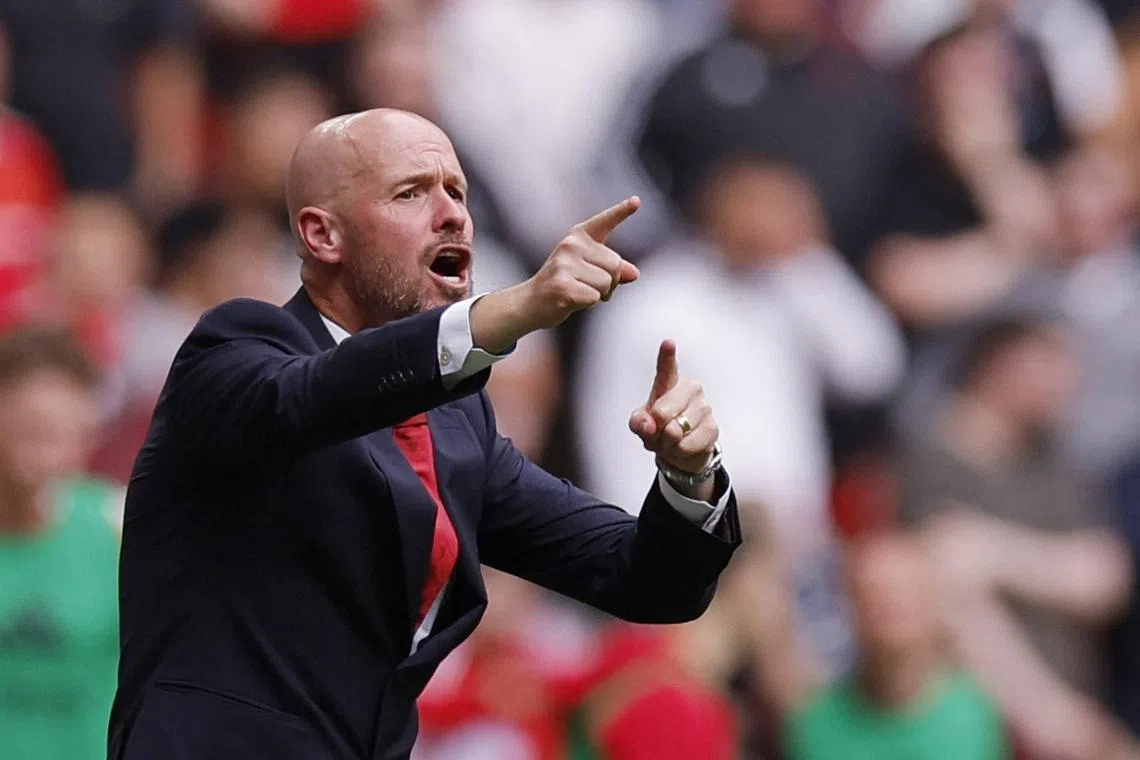 FILE PHOTO: Soccer Football - Community Shield - Manchester United v Manchester City - Wembley Stadium, London, Britain - August 10, 2024 Manchester United manager Erik ten Hag Action Images via Reuters/Andrew Couldridge/File Photo