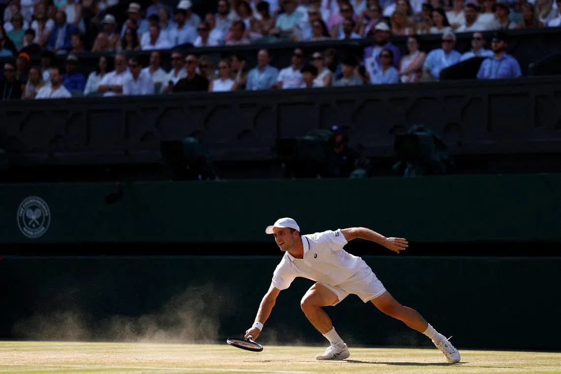 Tennis - Wimbledon - All England Lawn Tennis and Croquet Club, London, Britain - July 8, 2026 Britain's Arthur Fery in action during his quarter final match against Italy's Flavio Cobolli REUTERS/Andrew Couldridge/File Photo