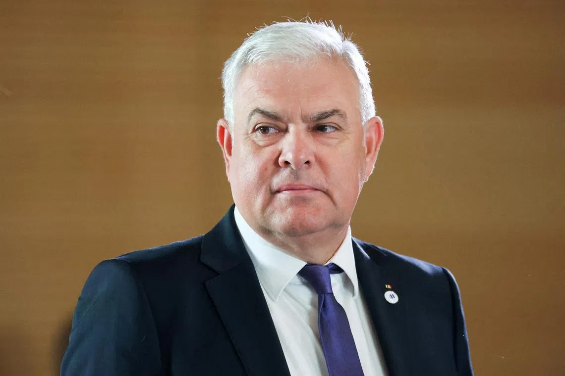 FILE PHOTO: Romania's Defence Minister Angel Tilvar attends a roundtable prior to the plenary session of the EU ministers for defence in Toledo, Spain August 30, 2023. REUTERS/Isabel Infantes/File Photo