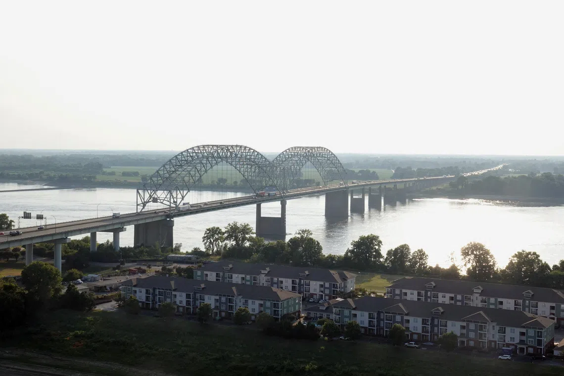 A view of the Mississippi River in, Memphis, Tennessee, U.S., September 10, 2025.  REUTERS/Karen Pulfer Focht