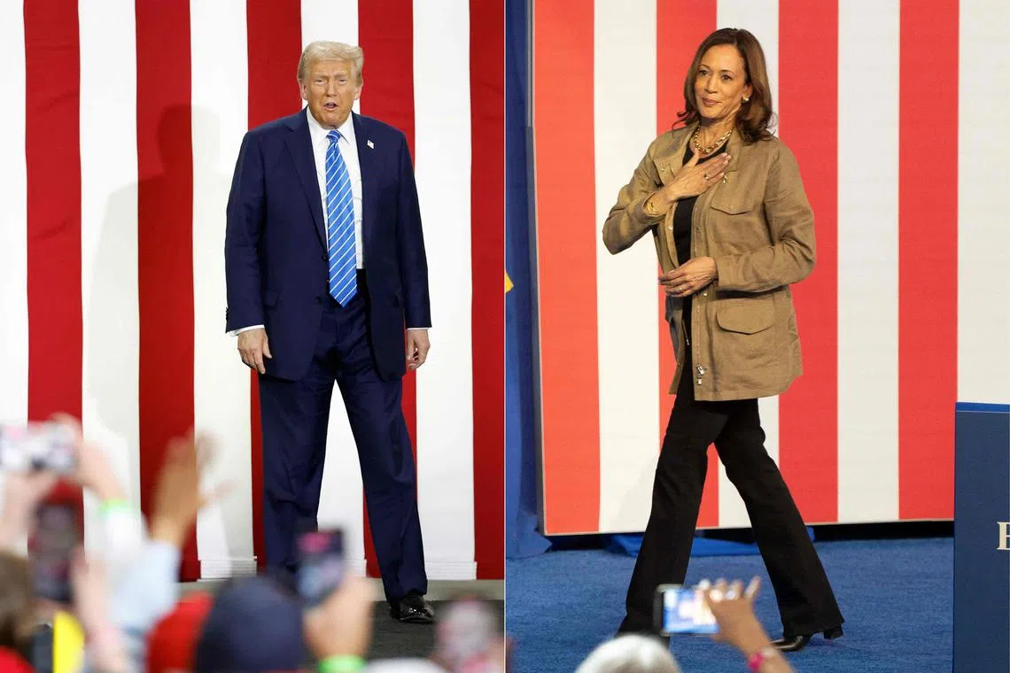 The US is bracing for a cliffhanger ending with Donald Trump, 78, and Ms Kamala Harris, 59, neck-and-neck in the polls.