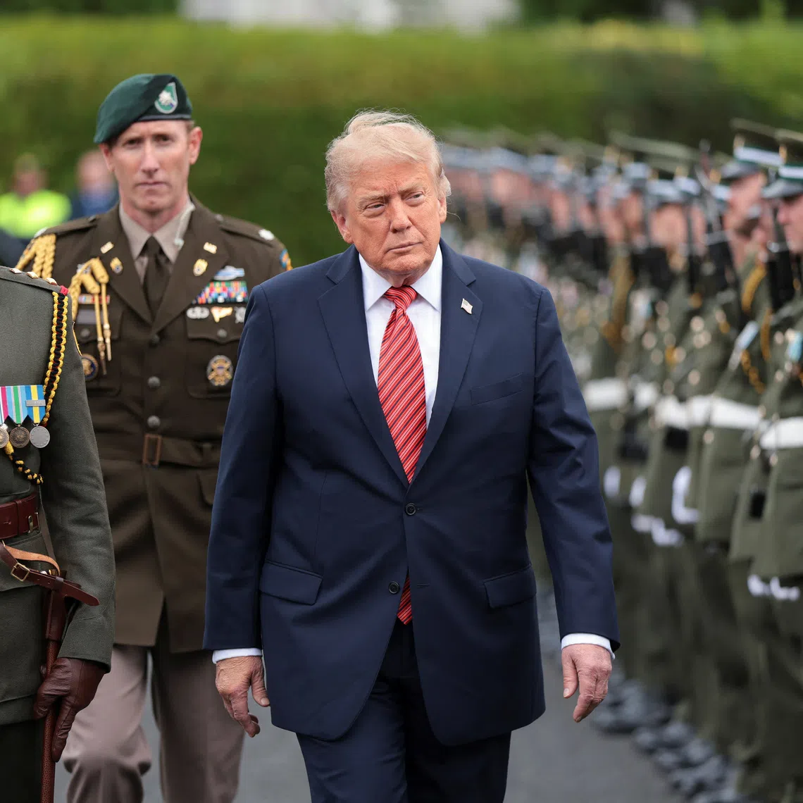 US President Donald Trump at an arrival ceremony in Dublin on Sept 12.