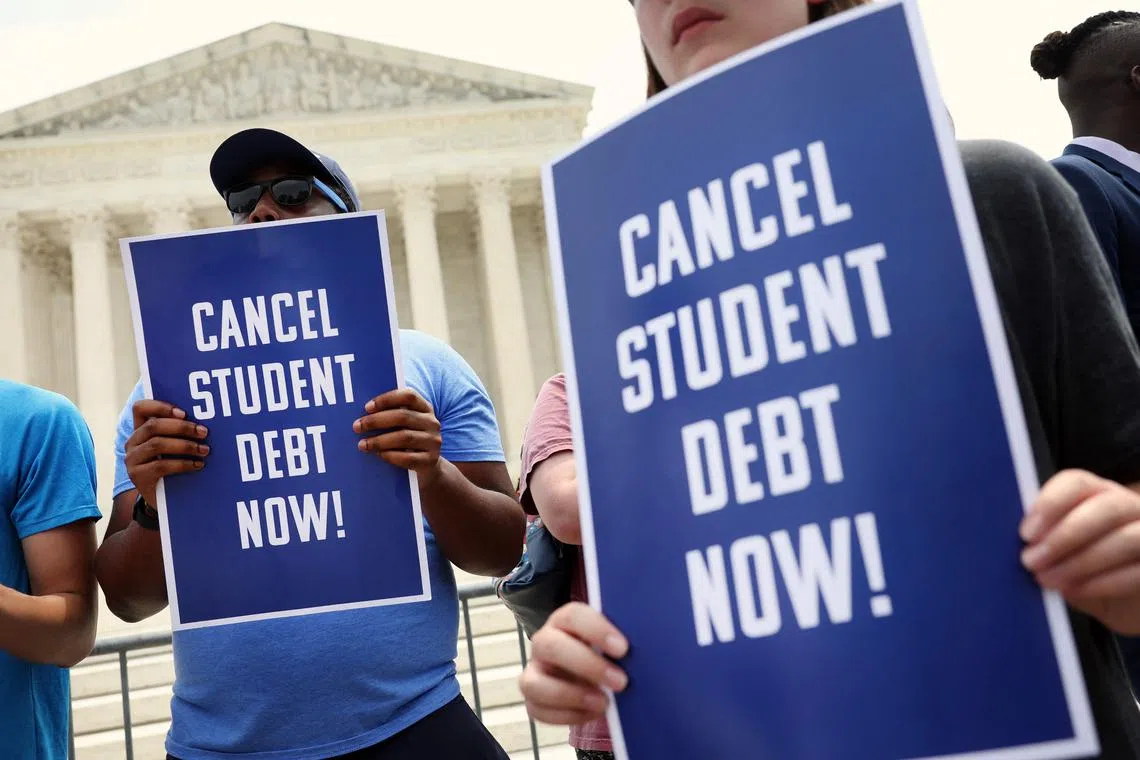 Protesters demonstrating outside the US Supreme Court in Washington DC on June 30.