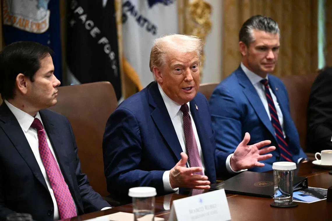 US President Donald Trump speaking during a Cabinet meeting at the White House on Aug 26.