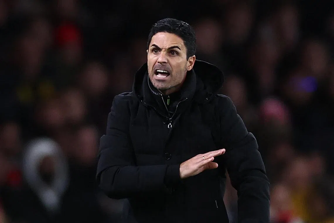 Arsenal manager Mikel Arteta cuts an animated figure on the touchline during the Jan 3 draw against Newcastle. 