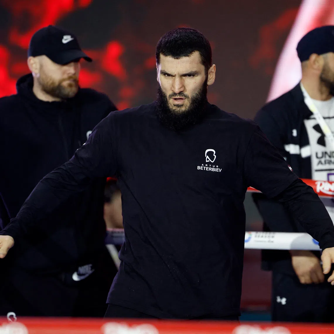 FILE PHOTO: Boxing - Artur Beterbiev and Dmitry Bivol - Media Workouts - Boulevard City, Riyadh, Saudi Arabia - February 19, 2025 Artur Beterbiev during his workout REUTERS/Hamad I Mohammed/File Photo