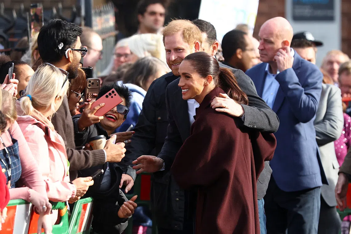 Britain’s Prince Harry and wife Meghan appearing together at a charity event in Nottingham, Britain, on Oct 15 - their first public appearance since returning to Britain from the US in August 2026.