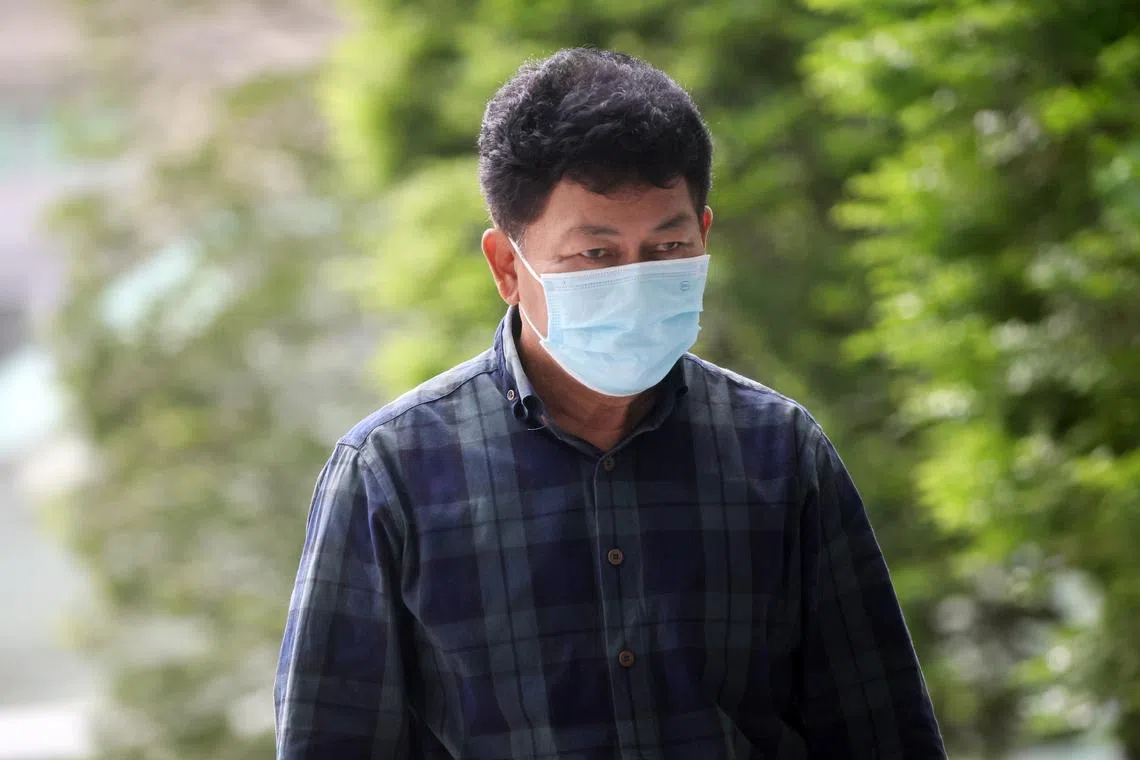 Mohd Razif Radi arriving at the State Courts on Oct 10. He is accused of teaching a doctrine contrary to Islamic laws.