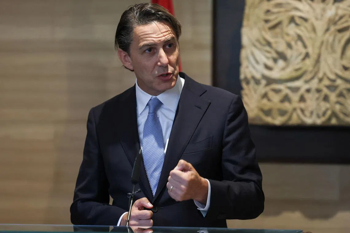 FILE PHOTO: U.S. special envoy Amos Hochstein attends a press conference after meeting with Lebanese Parliament Speaker Nabih Berri in Beirut, Lebanon August 14, 2024. REUTERS/Mohamed Azakir/File Photo