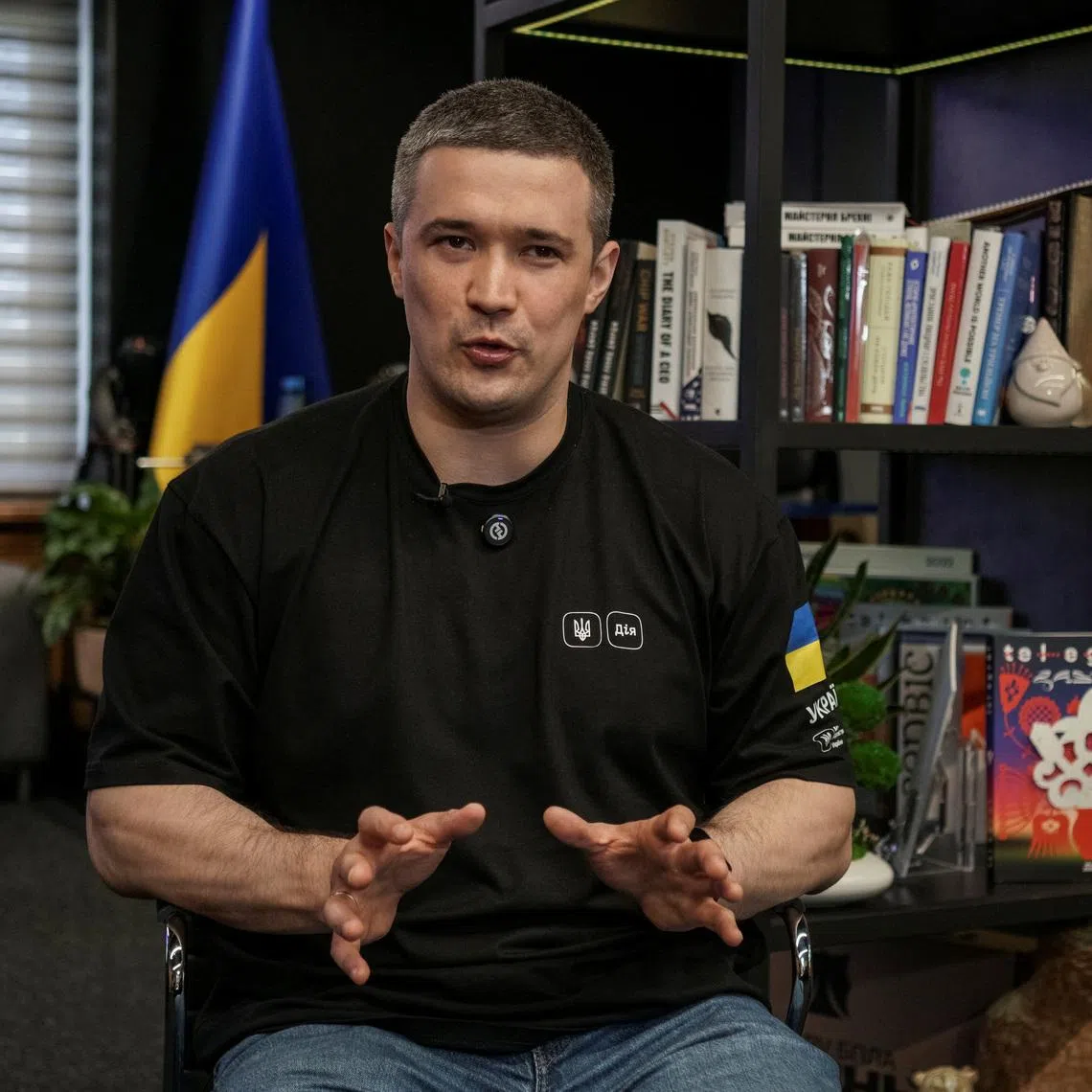 Mykhailo Fedorov, First Deputy Prime Minister and Minister of Digital Transformation of Ukraine, speaks during an interview with Reuters, amid Russia's attack on Ukraine, in Kyiv, Ukraine August 26, 2025. REUTERS/Anna Voitenko